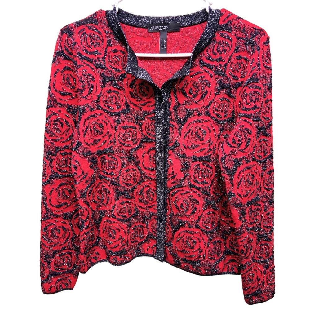 Marc Cain Rose Blossom Cardigan Sweater Knitted in Germany